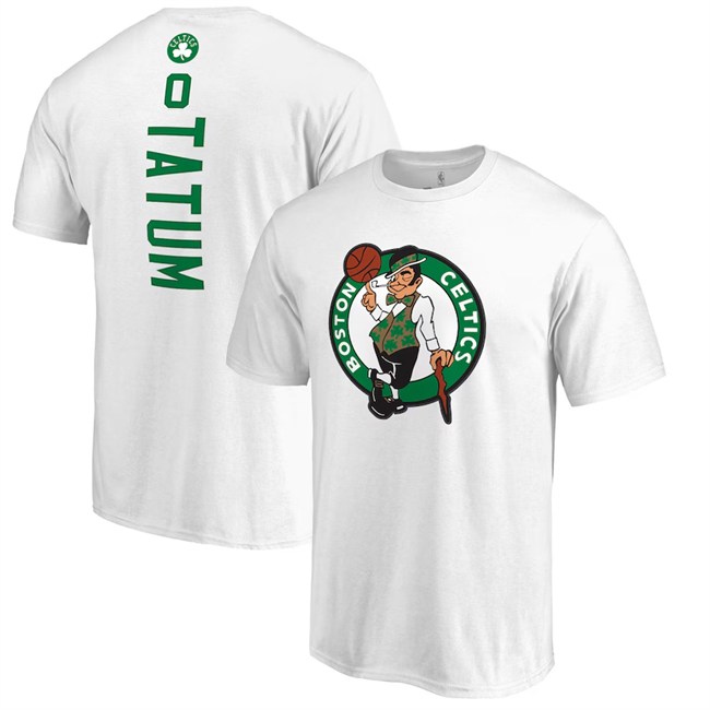 Men's Boston Celtics #0 Jayson Tatum White Name & Number T-Shirt Men's Boston Celtics #0 Jayson Tatum White Name & Number T-Shirt